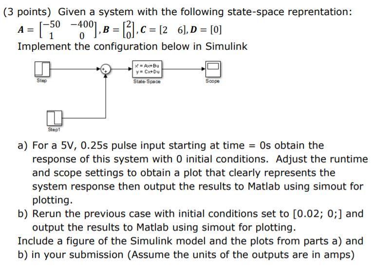 Solved (3 points) Given a system with the following | Chegg.com