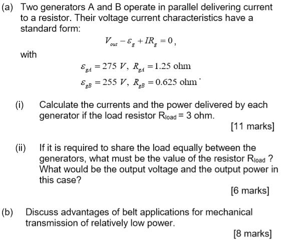 Solved (a) Two Generators A And B Operate In Parallel | Chegg.com