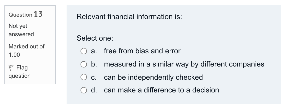 Solved Question 13 Relevant financial information is: Not | Chegg.com