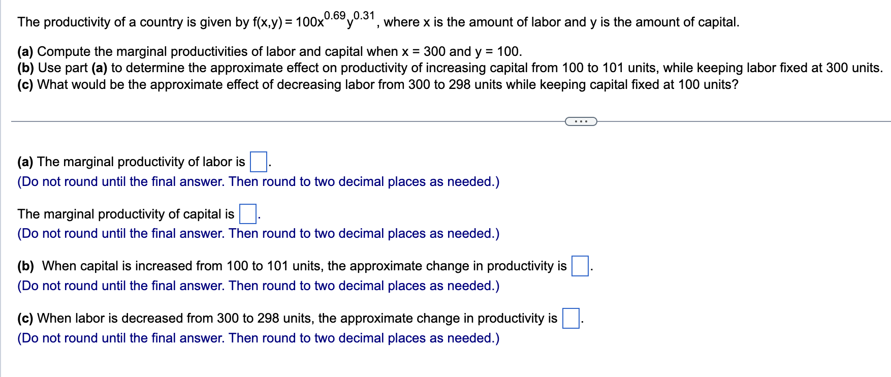 The Productivity Of A Country Is Given By | Chegg.com