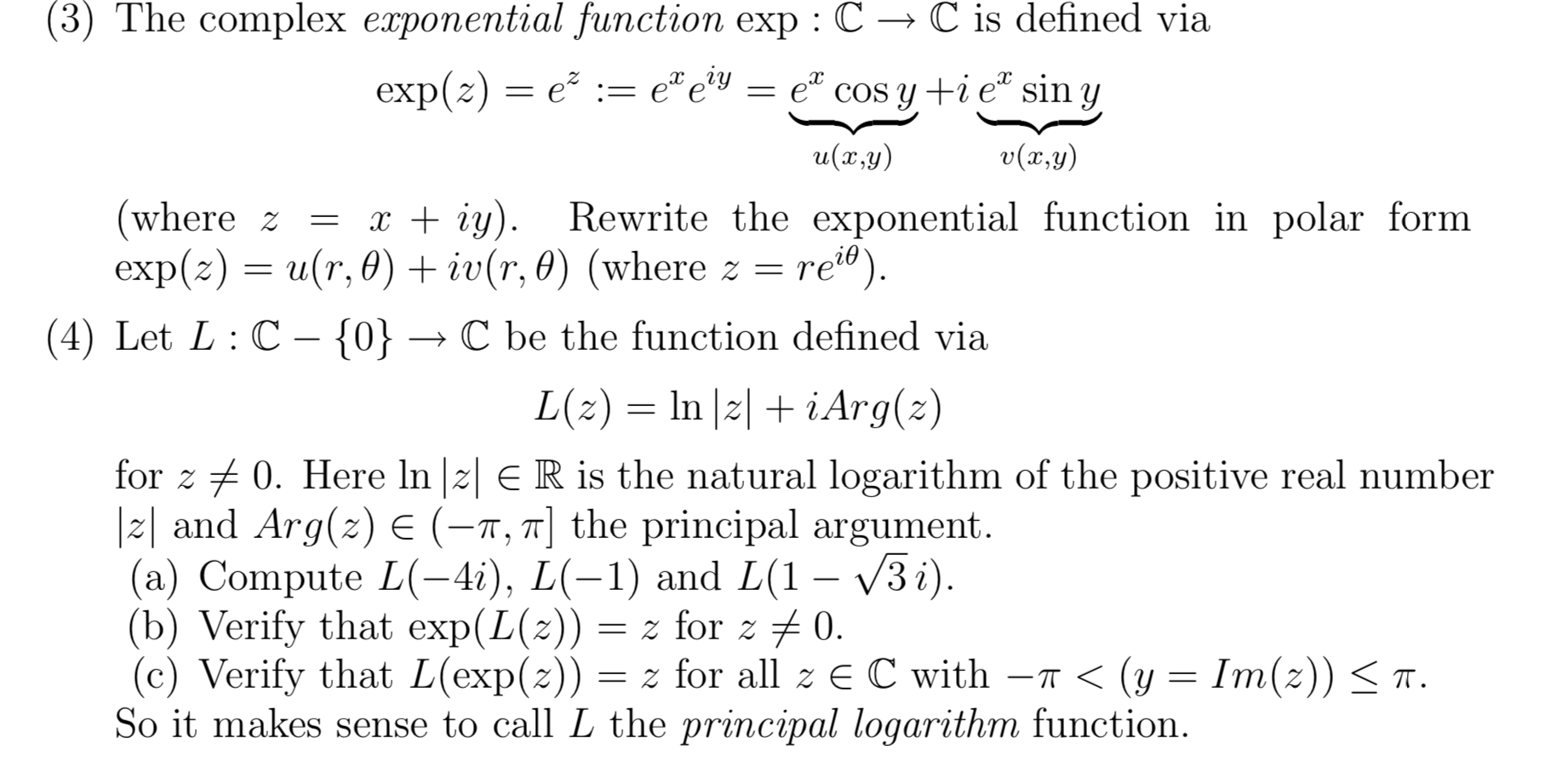 Solved 3 The Complex Exponential Function Exp C C Is Chegg Com