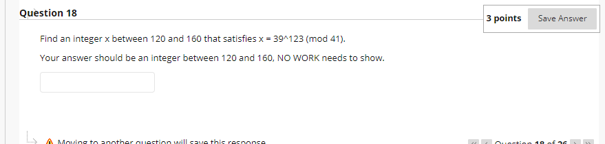 Solved Question 18 3 points Save Answer Find an integer x | Chegg.com