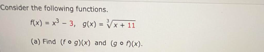 consider functions f and gf x )= 3 sqrt x 1