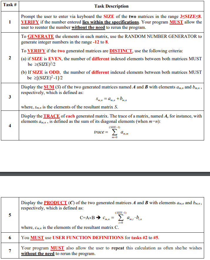 Solved Task # 1 2 Task Description Prompt the user to enter | Chegg.com