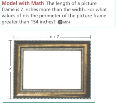 Solved Model with Math The length of a picture frame is 7 | Chegg.com