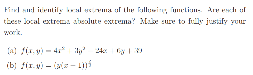 local extrema of functions