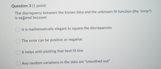 Solved Question 3 (1 point) The discrepancy between the | Chegg.com