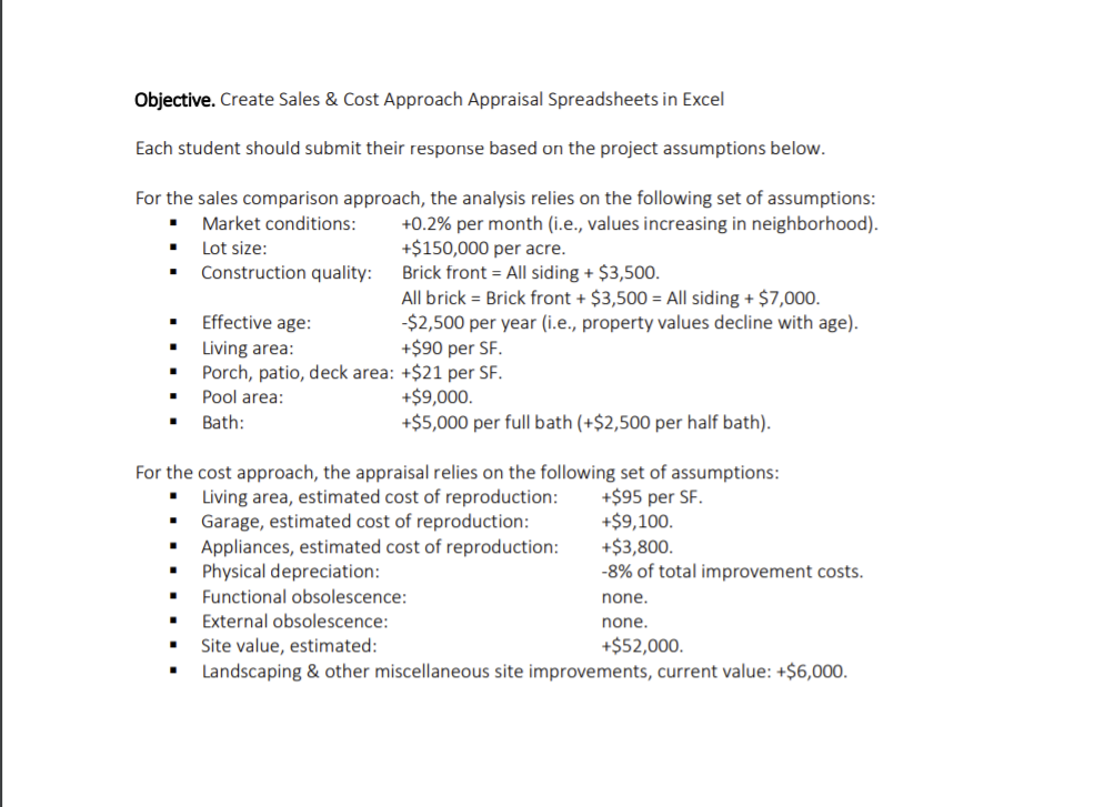 REAL ESTATE Create Sales & Cost Approach