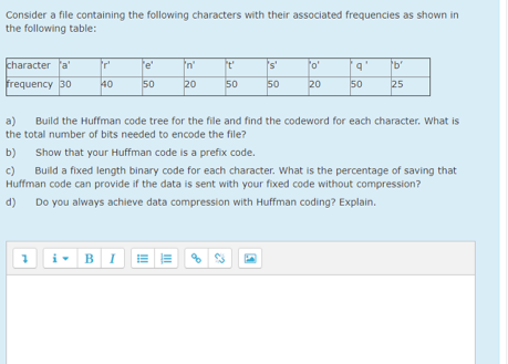 Solved Consider a file containing the following characters | Chegg.com