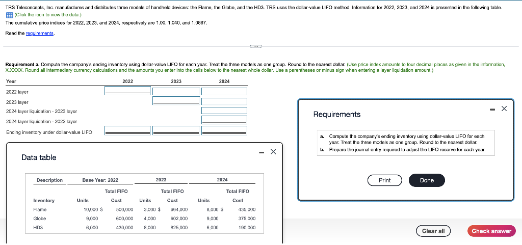 Solved Hi I Need Help With Requirements A And B. For Req. A | Chegg.com