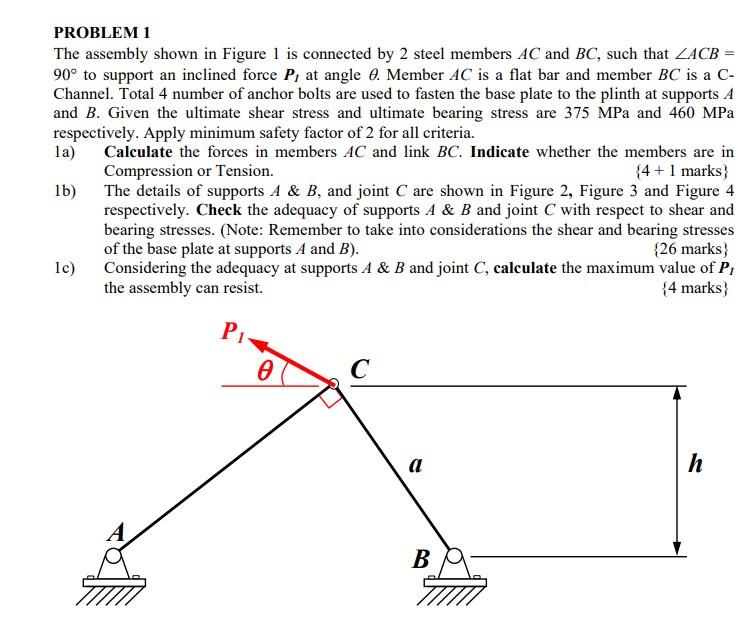 Solved PROBLEM 1 The assembly shown in Figure 1 is connected | Chegg.com