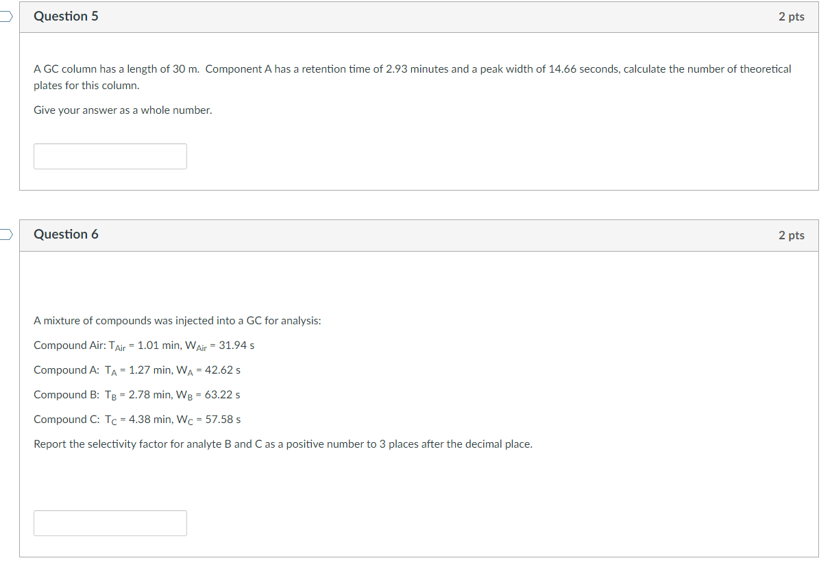 Solved A GC column has a length of 30 m. Component A has a | Chegg.com