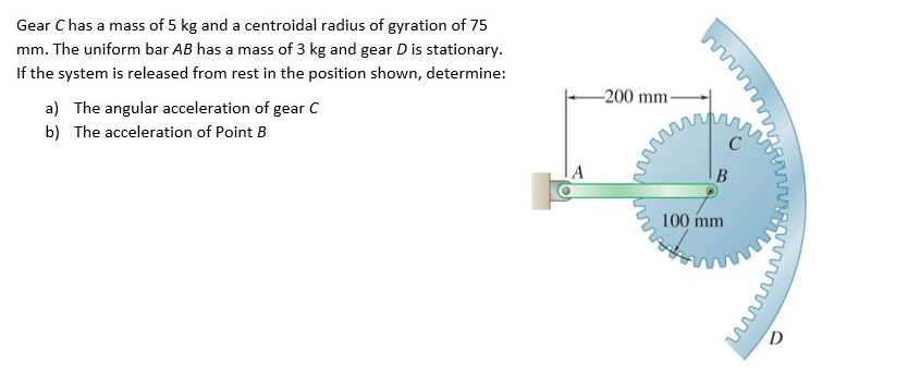 Solved Gear C Has A Mass Of 5 Kg And A Centroidal Radius Of 