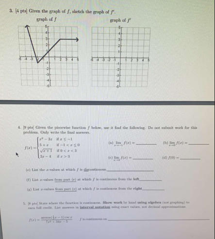 Solved 1. (24 pts) Use the graph off to the right to find | Chegg.com