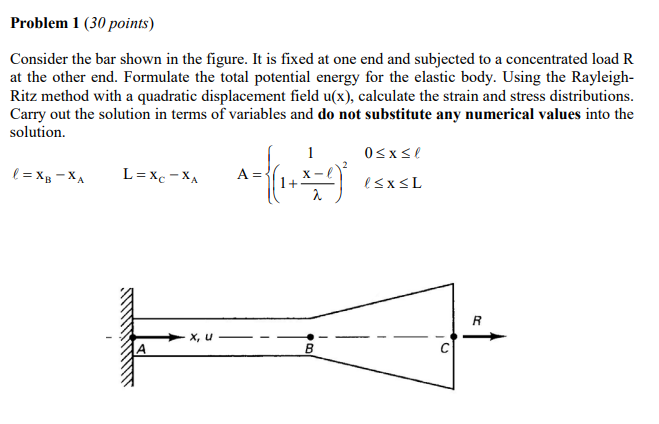 Solved Problem 1 (30 points) Consider the bar shown in the | Chegg.com
