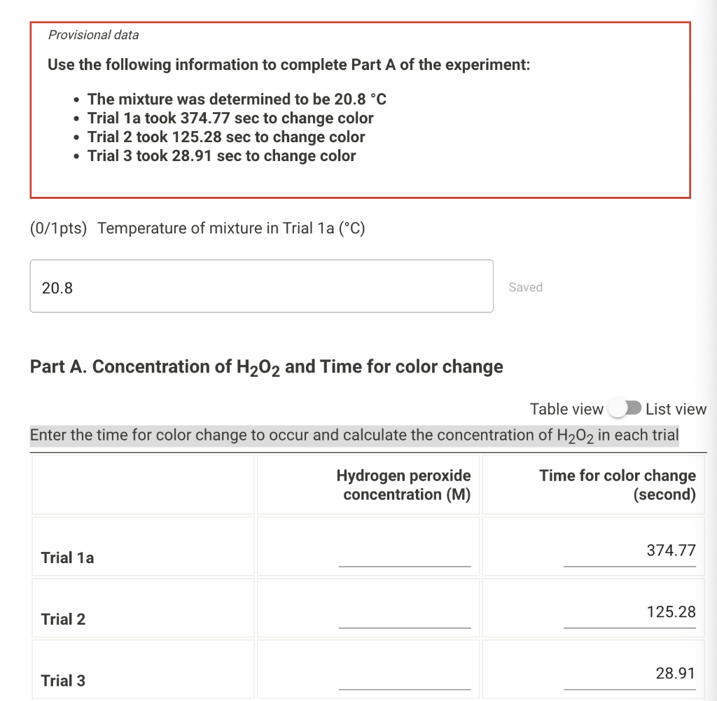 Solved Enter the time for color change to occur and | Chegg.com