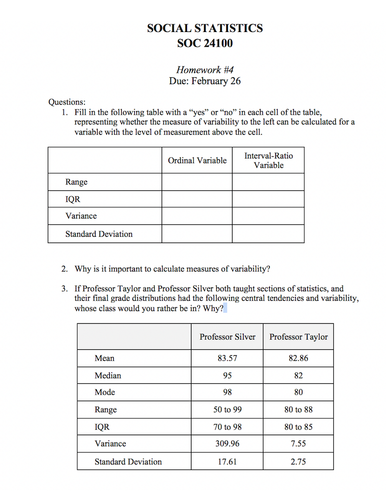 Solved SOCIAL STATISTICS SOC 24100 Homework #4 Due: February | Chegg.com