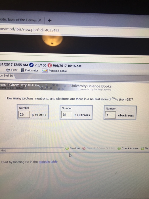 Solved How many protons, neutrons, and electrons are there