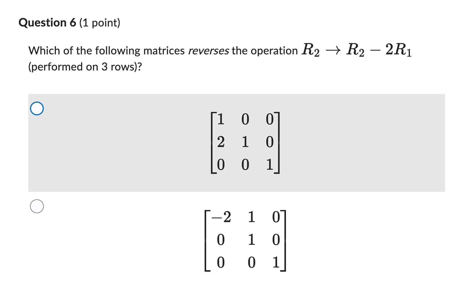 Which of the following matrices reverses the | Chegg.com