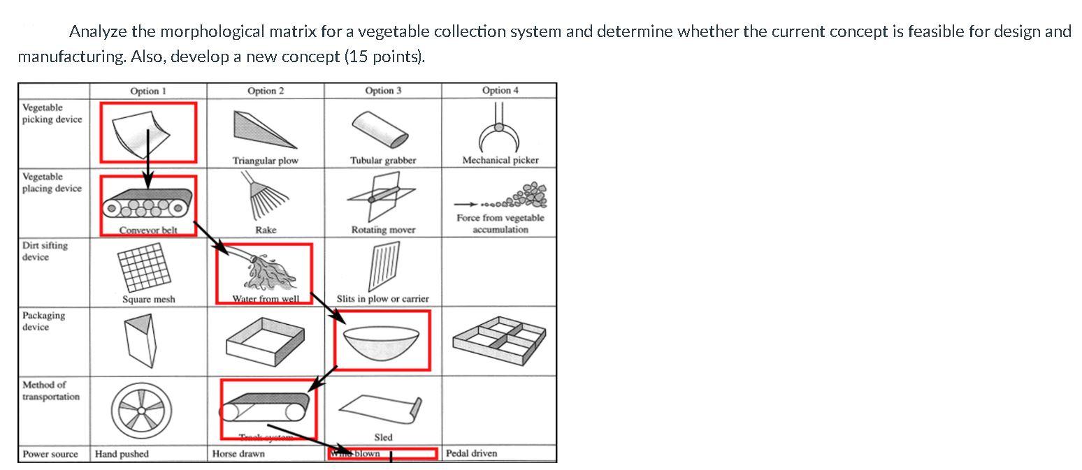 Solved Analyze the morphological matrix for a vegetable | Chegg.com