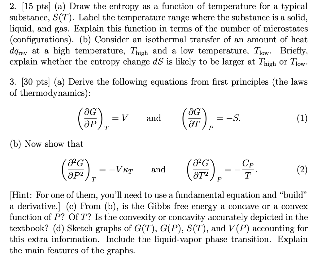 2. [15 pts] (a) Draw the entropy as a function of | Chegg.com