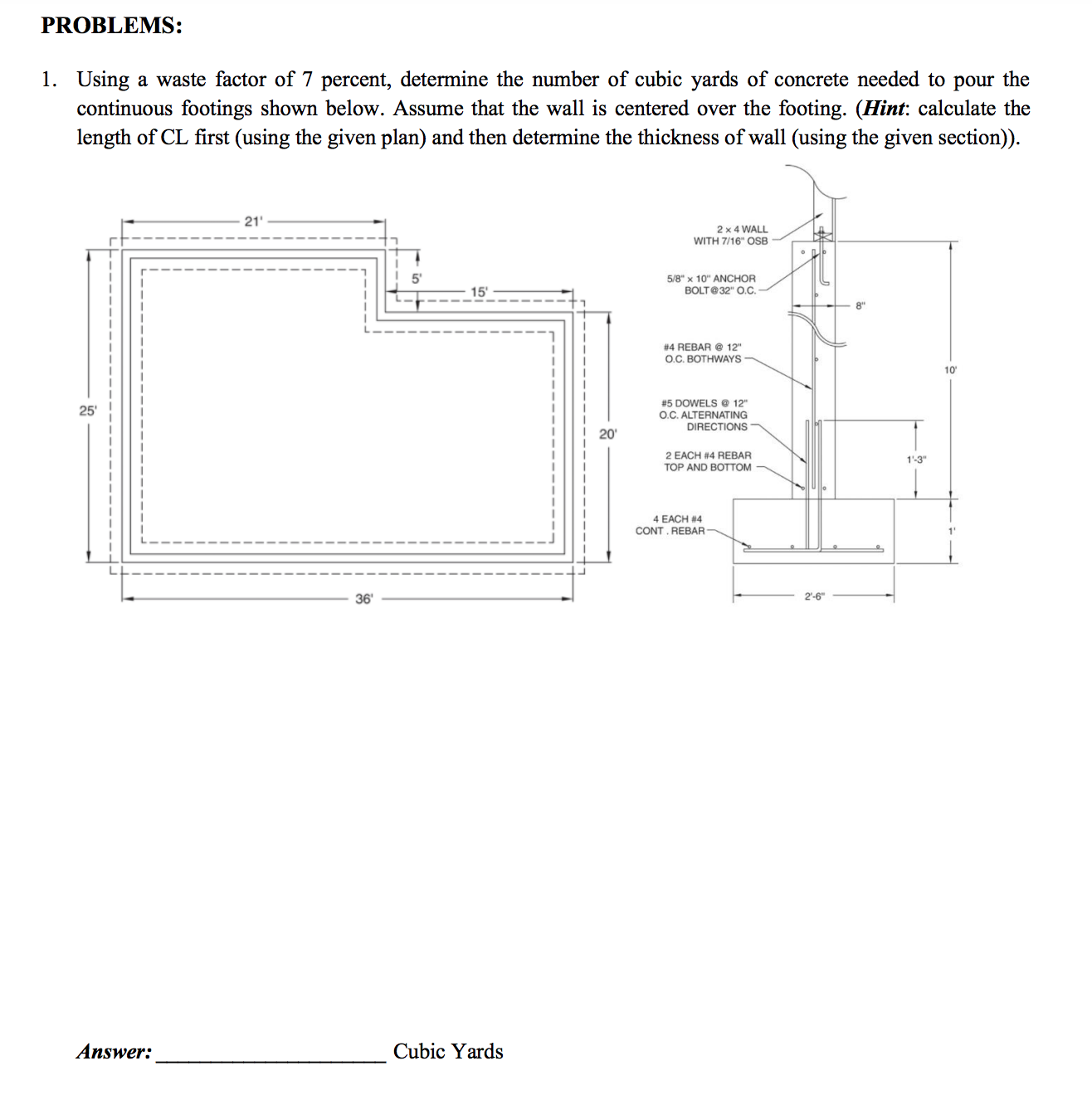 Solved 1. Using a waste factor of 7 percent, determine the