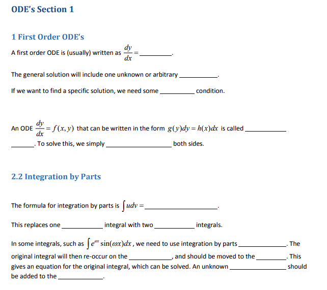 Solved ODE's Section 11 ﻿First Order ODE'sA first order ODE | Chegg.com