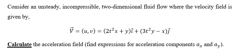 Solved Consider an unsteady, incompressible, two-dimensional | Chegg.com