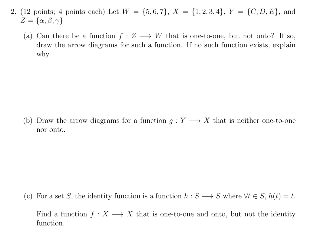 Solved 2. (12 Points; 4 Points Each) Let W = Z = {a,b,y} | Chegg.com