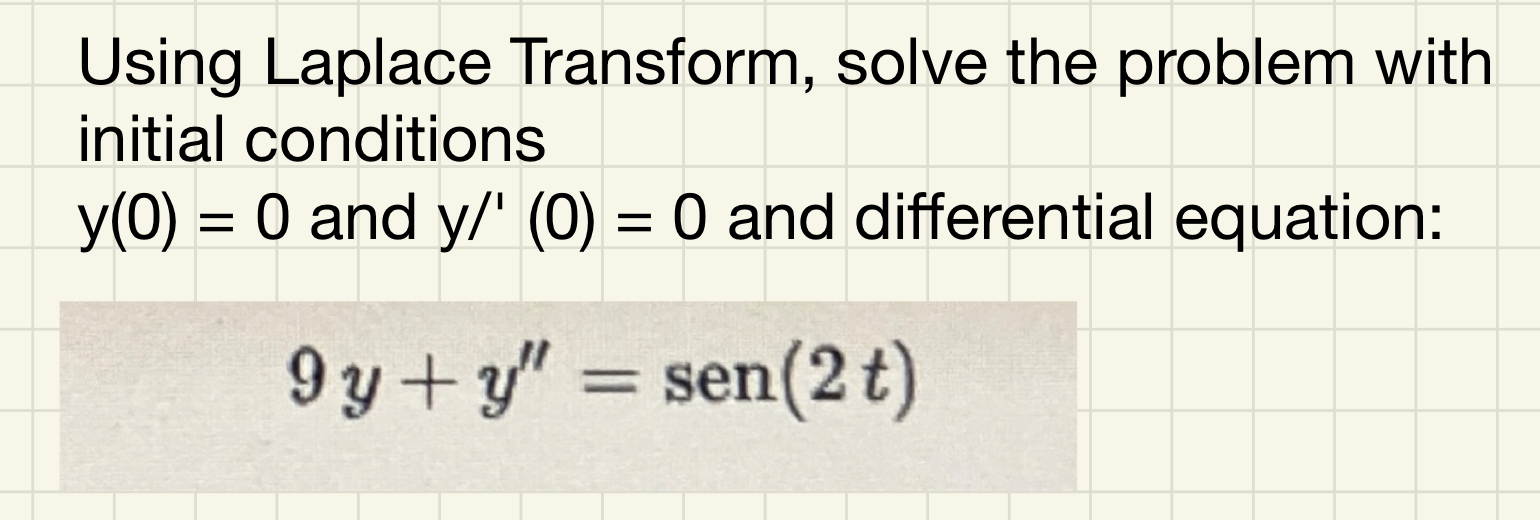 Using Laplace Transform, solve the problem with | Chegg.com