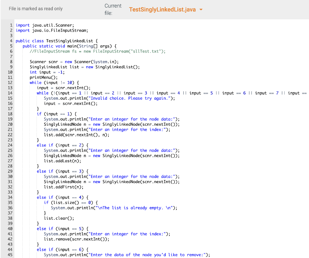 Solved 8.24 Singly Linked List Your job is to make a singly | Chegg.com