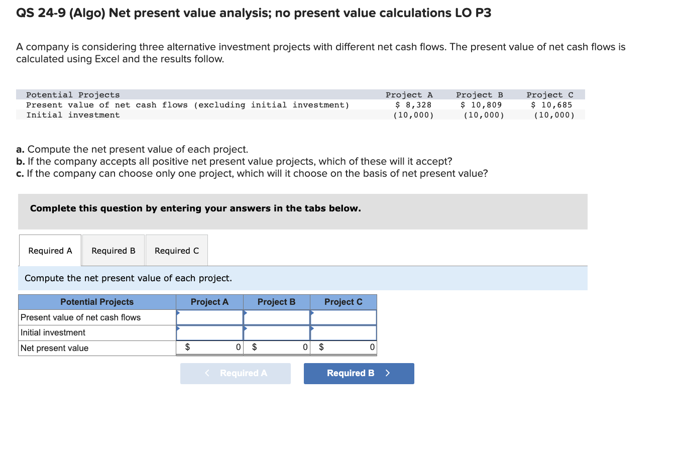 Solved QS 24 9 Algo Net Present Value Analysis No Present Chegg Com   Php8dXFeT