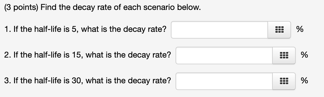 Solved (3 points) Find the decay rate of each scenario | Chegg.com