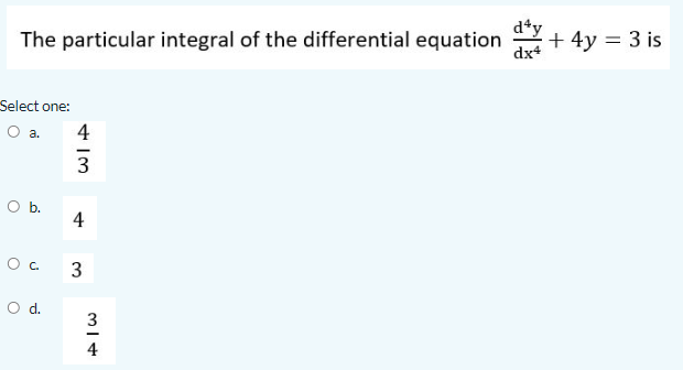 Solved The particular integral of the differential equation | Chegg.com