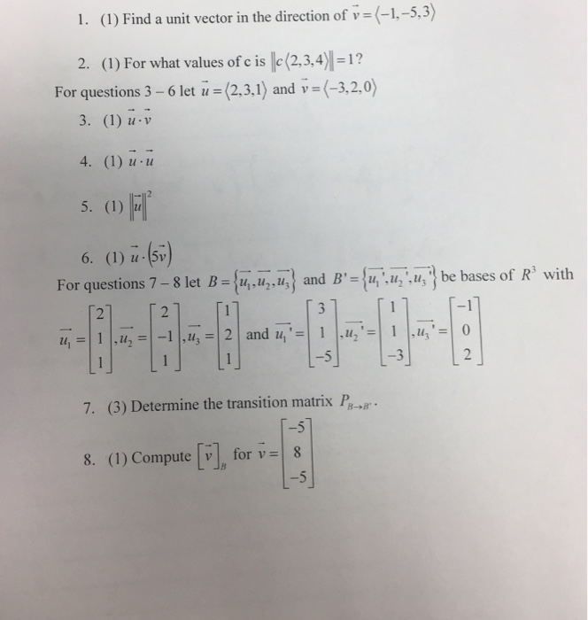 Solved 1. (1) Find a unit vector in the direction of | Chegg.com