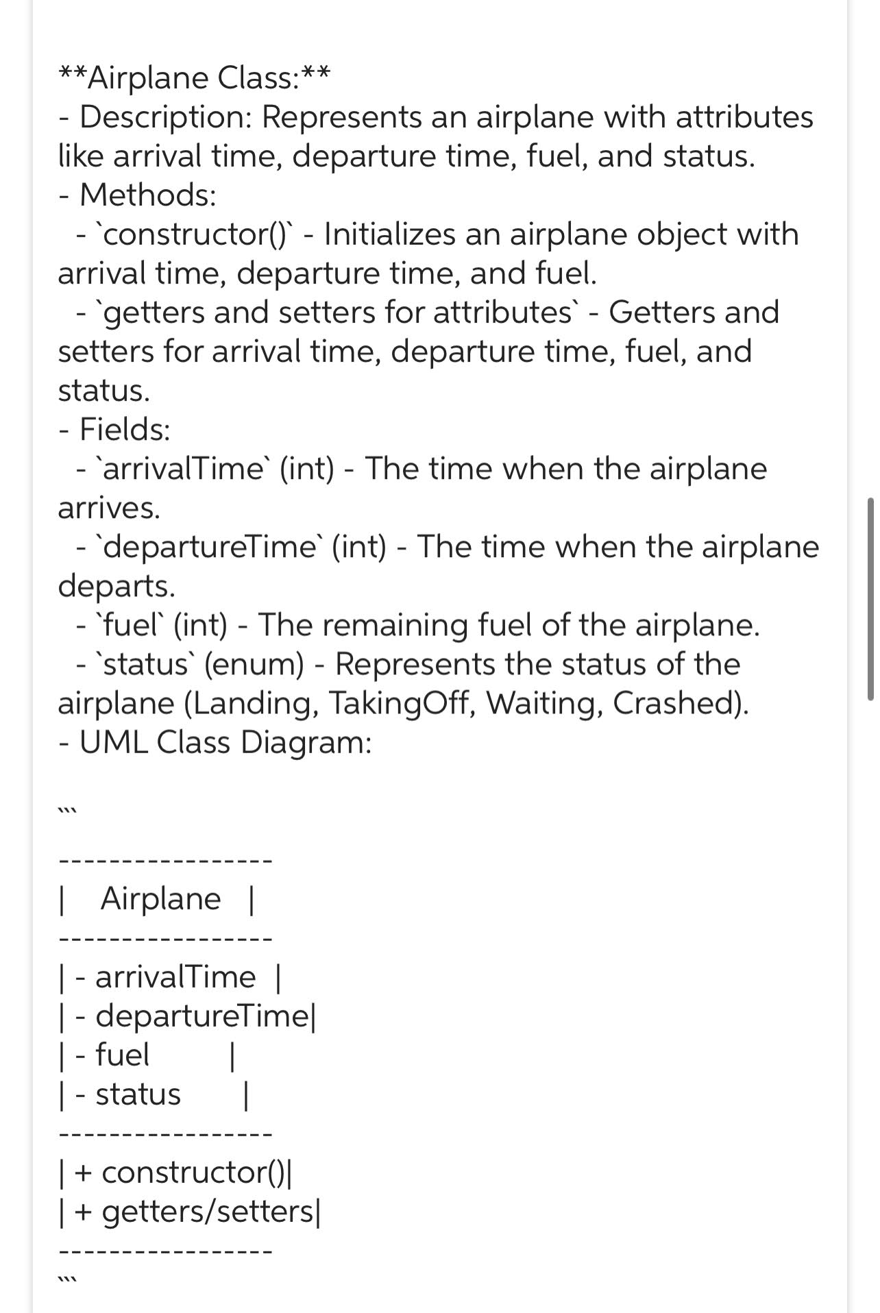 Solved Please Write for me the code for Airport, Airplane, | Chegg.com