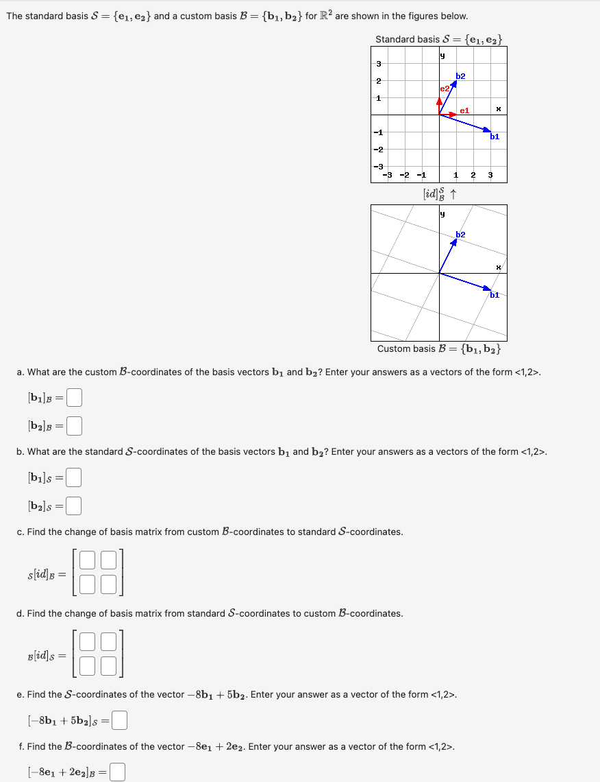 Solved The Standard Basis S={e1,e2} And A Custom Basis | Chegg.com