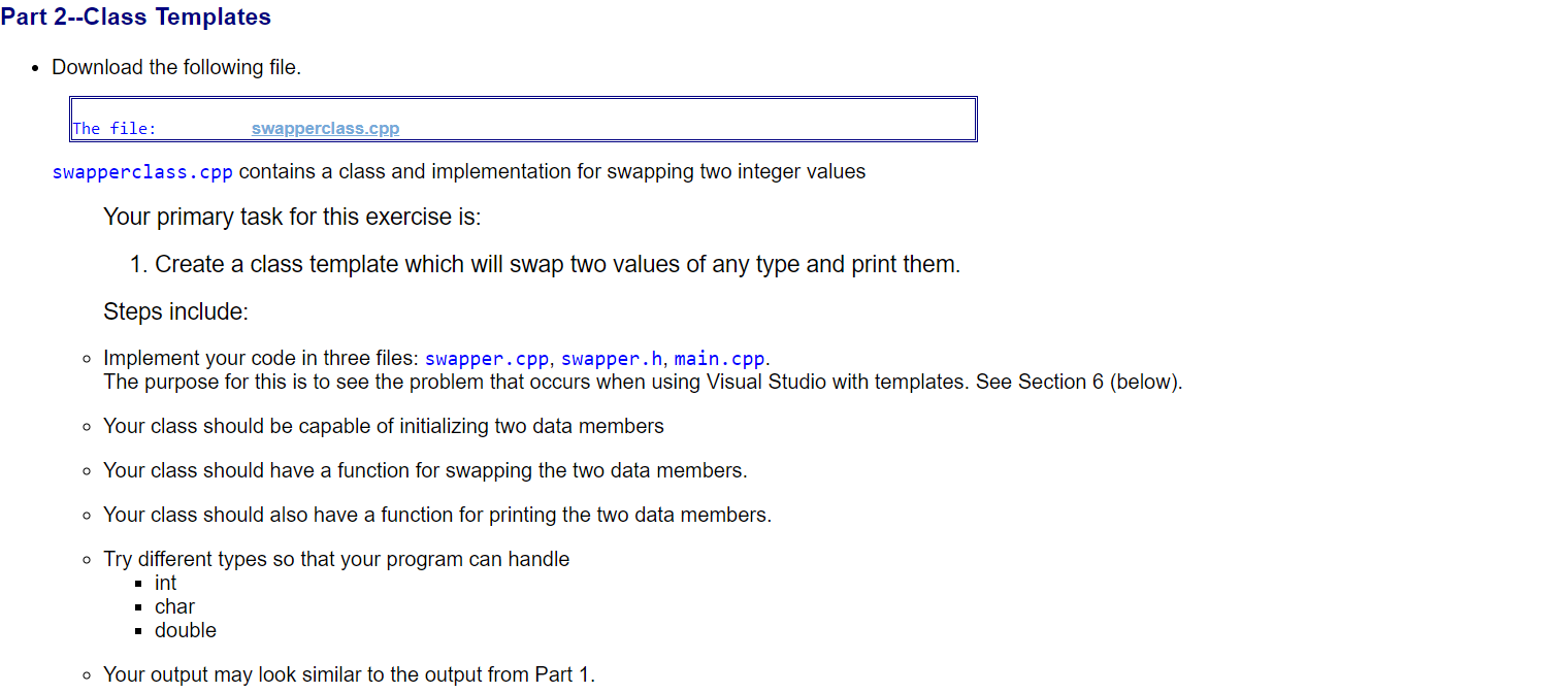 Solved B Swapperclass Cpp It Need To Be Chegg Com