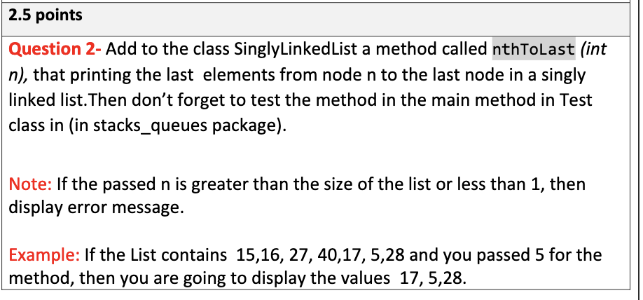 Solved 2.5 points Question 2- Add to the class | Chegg.com