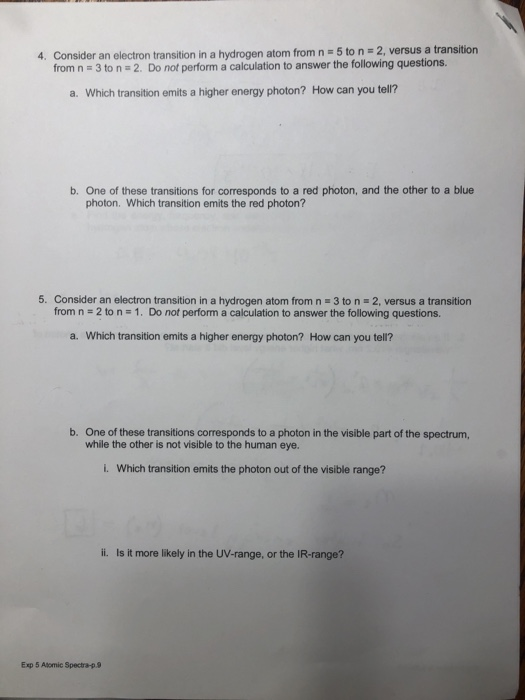 Solved 4. Consider an electron transition in a hydrogen atom | Chegg.com