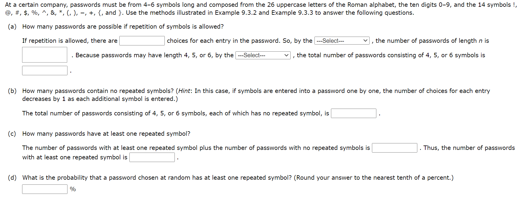 Solved At a certain company, passwords must be from 4-6 | Chegg.com