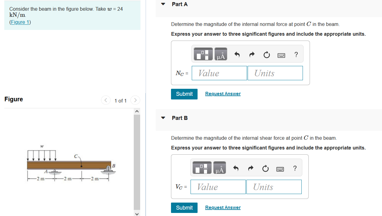 Solved Consider the beam in the figure below. Take w=24 kN/m | Chegg.com