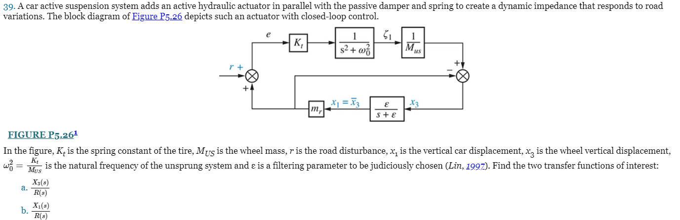 39. A car active suspension system adds an active