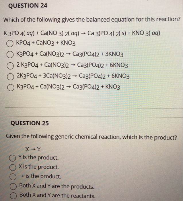 Solved QUESTION 24 Which of the following gives the balanced | Chegg.com