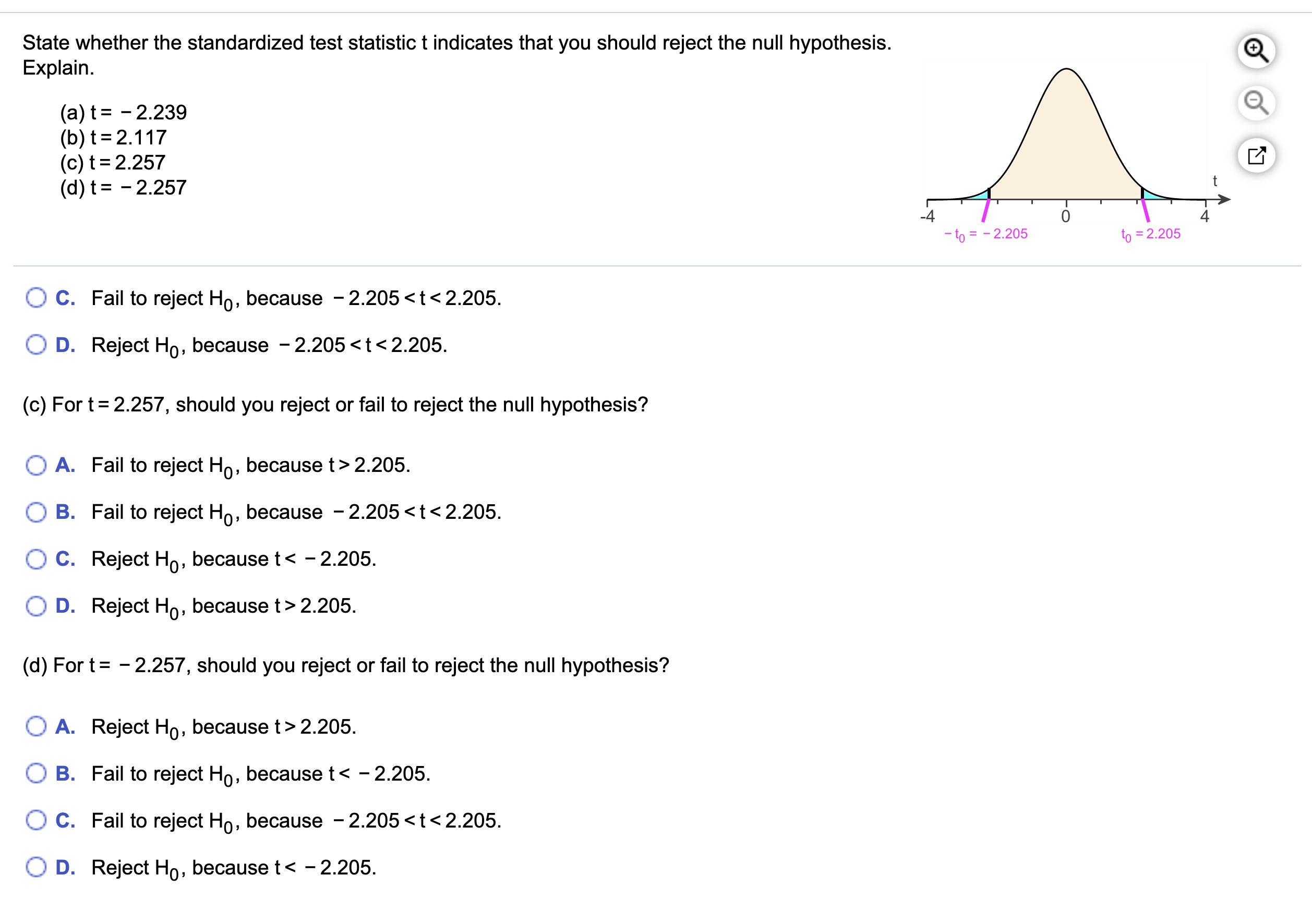 Solved State Whether The Standardized Test Statistic T Chegg