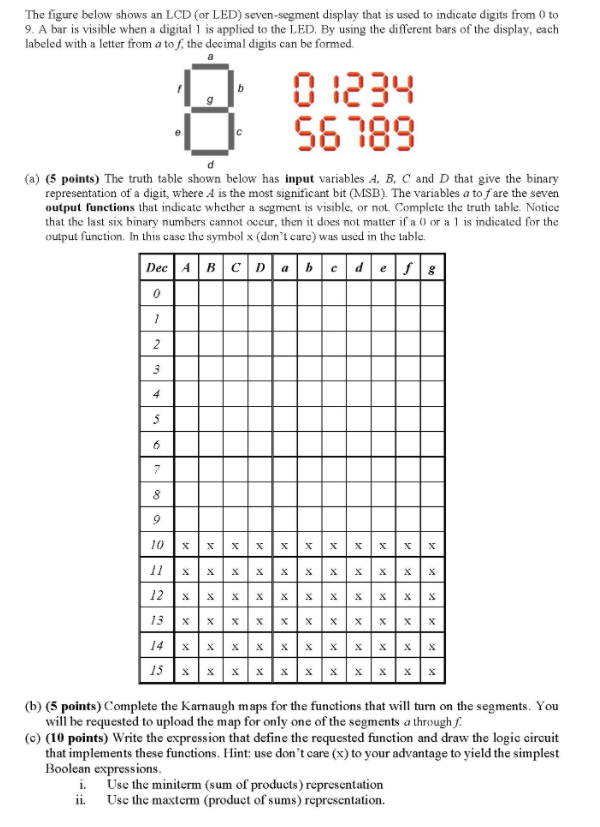 Solved The figure below shows an LCD (or LED) seven-segment | Chegg.com