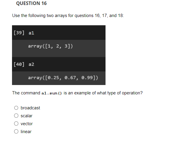 Solved Use the following two arrays for questions 16,17 , | Chegg.com