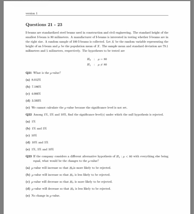 Solved version Questions 21 23 I-beams are standardized | Chegg.com