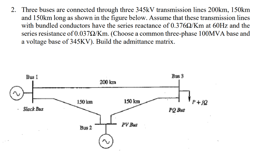 Solved Three buses are connected through three 345kV