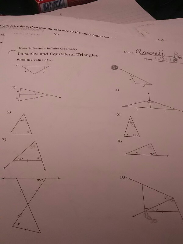 isosceles and equilateral triangles worksheet kuta software